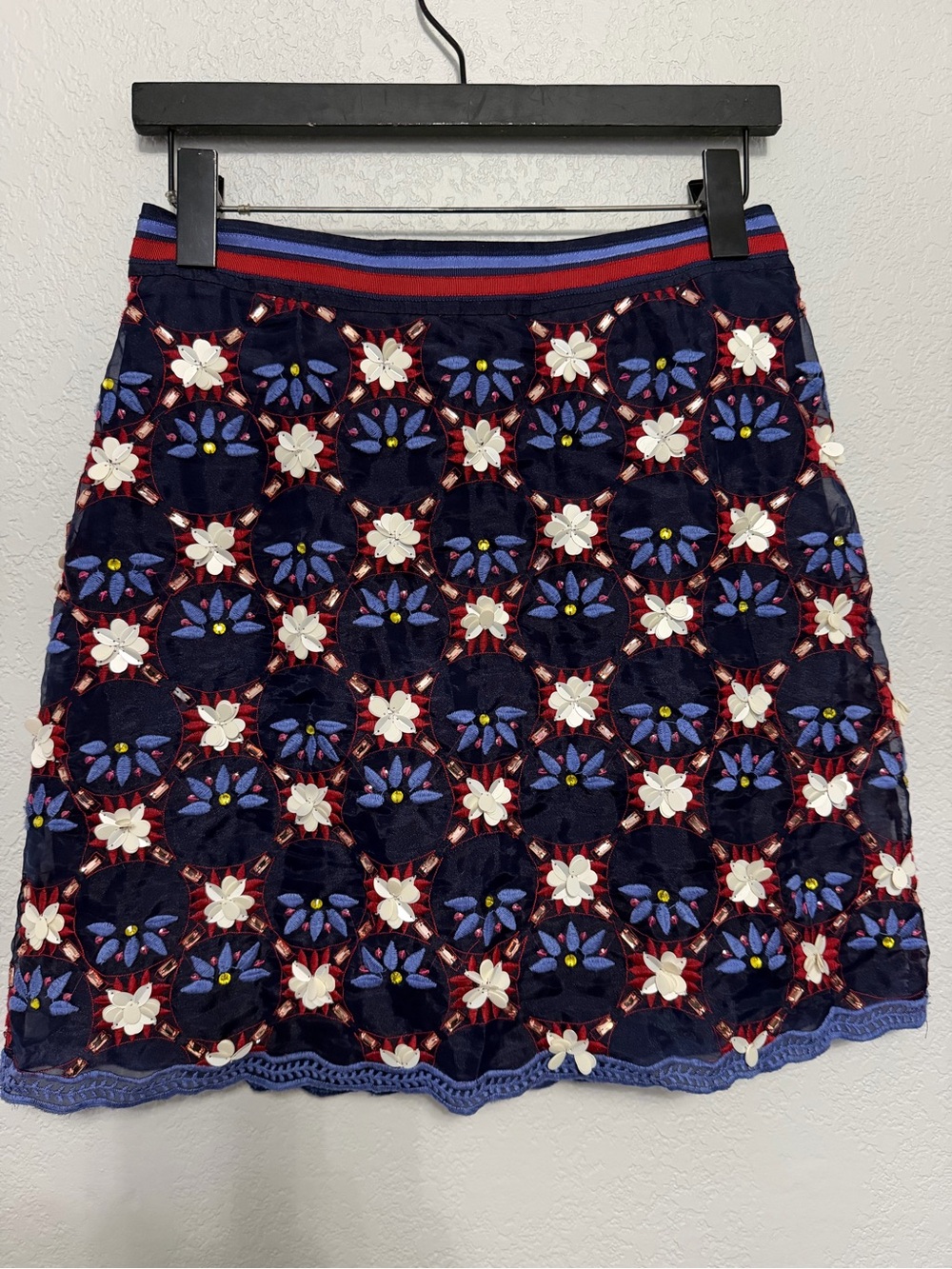 Maeve Anthropologie Mayfair Beaded Rhinestone Embellished Mini Skirt US 4